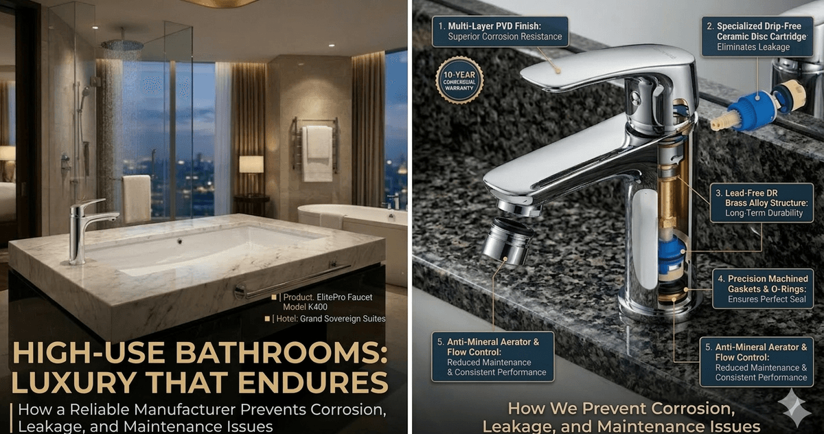 How a Reliable Bathroom Faucet Manufacturer Prevents Corrosion, Leakage, and Maintenance Issues in High-Use Bathrooms